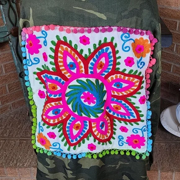 Escalier Camouflage Blouse Tapestry Embroidered Back Size M - Picture 4 of 6